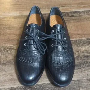 Ariat Black Croc Leather Kiltie Oxford Shoes Ariat Oxford Leather Upper Comfort Shoes for Women for sale  main image 3